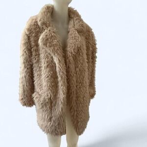 Shaggy Faux Fur Teddy Coat Beige Sage The Label Cozy Jacket S